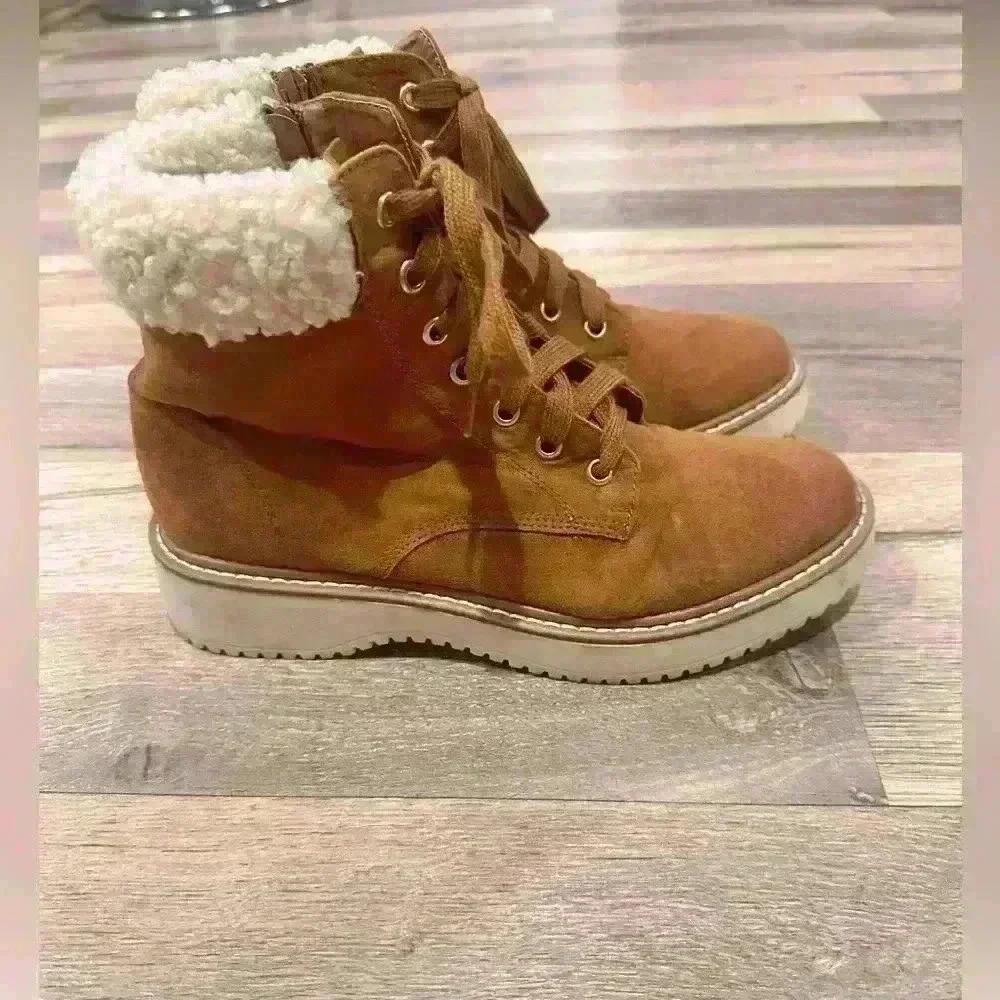 Madden Girl Cognac Faux Fur Boots for Women Sz. 8 - Picture 3 of 7